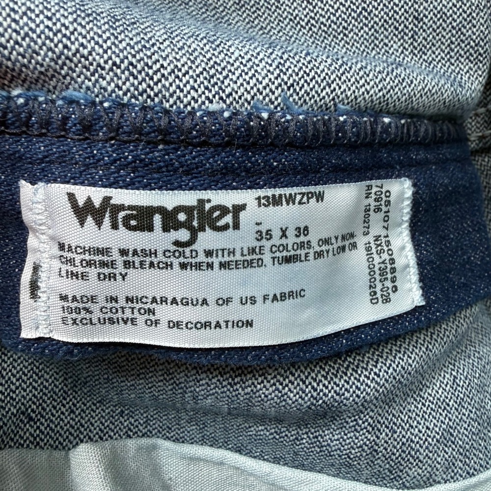 Wrangler 13MWZ Cowboy Cut Original Fit Jeans Mens 35x36 Indigo Blue Rigid Denim - Picture 7 of 7